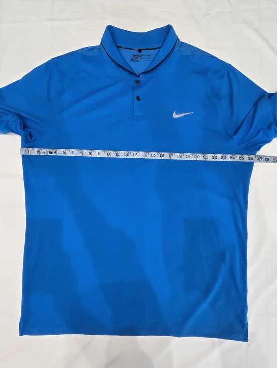 Nike Golf Dri Fit Blue Polo Shirt White Swoosh Stretch Standard FIt Mens XXL - Picture 3 of 8